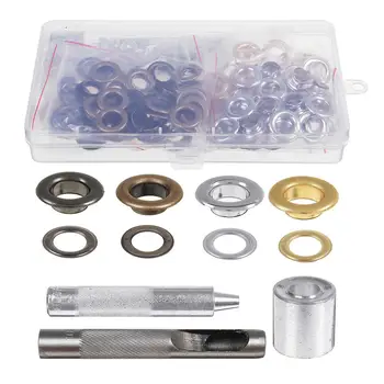 

100 Sets Grommet Kit,Grommet Setting Tool Metal Eyelets Set with Install Tool Kit in Storage Box ,Leather Crafts DIY Projects