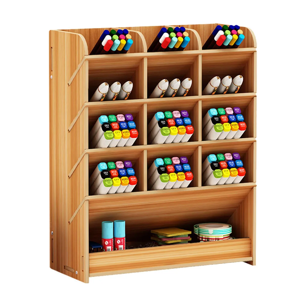 Stationery Storage Separate Parts Pen Holder Wooden Rack With