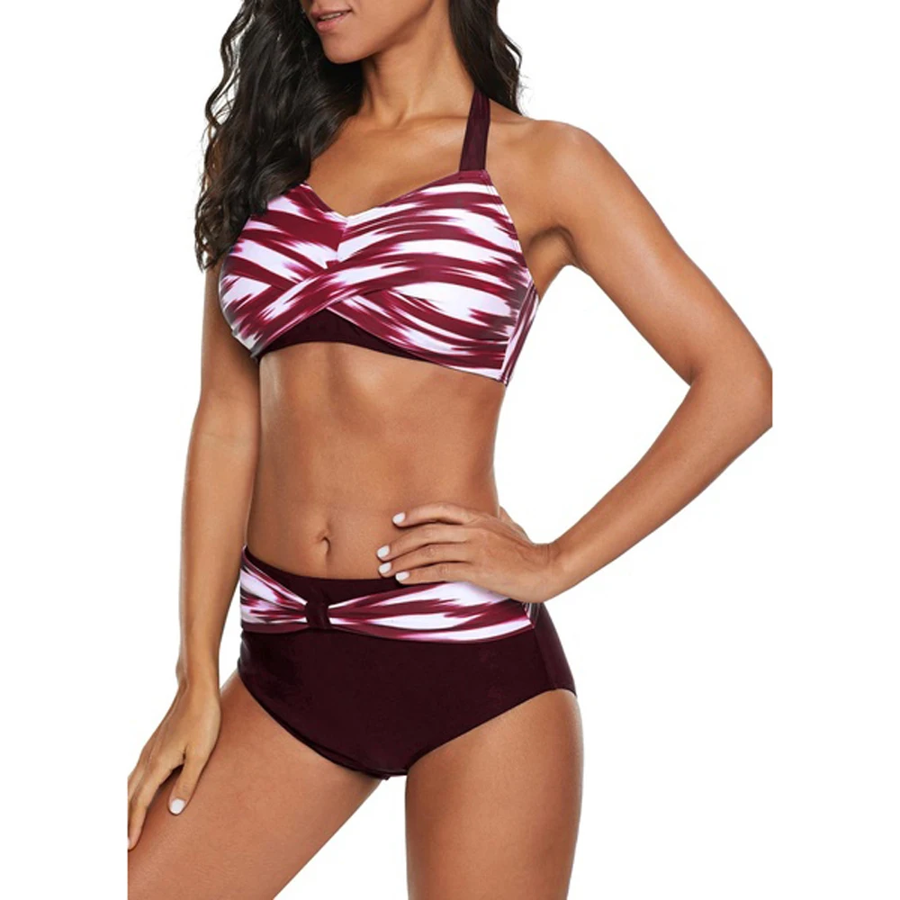 

2020 New Swimsuit Women Europe and America Sexy Hard Pack Split Swimsuit Matching Swimwear Bikini S-3XL Wholesale