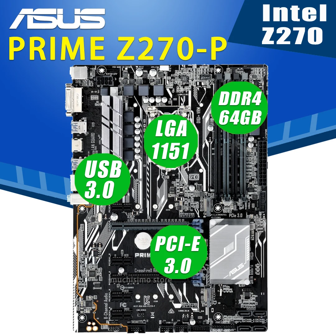 LGA 1151 Материнская плата Asus PRIME Z270-P материнская Поддержка 6th 7th-Gen Core i7/i5/i3 DDR4 оверлок