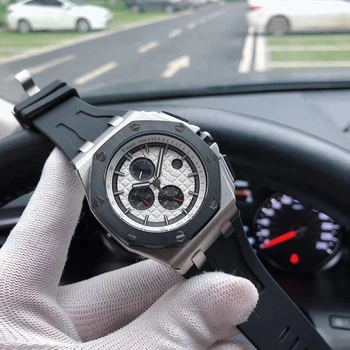

Famous New Men Automatic Mechanical Watch Sapphire Silver White Black Bezel Rubber Stainless Steel Sport Watch AAA+