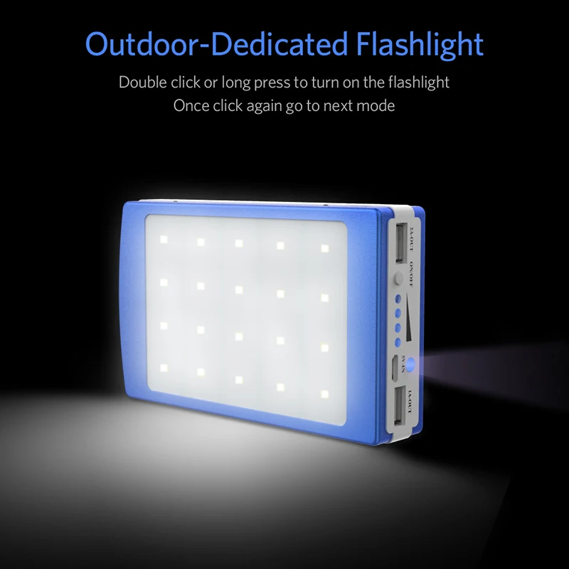 

Solar Power Bank 20000mAh 3 USB Ports 21LED Battery Charger for Cell Phone+Hook Mobile phone accessories