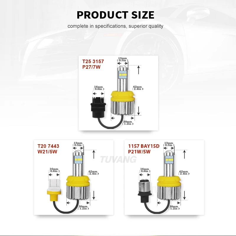 2x P21/5 Вт P27/7 Вт светодиодный фонарь 7443 3157 1157 BAY15D 3030 CSP светодиодный фонарь заднего хода Canbus автоматический резервный сигнал поворота Задний светильник