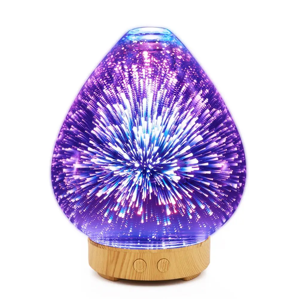 

015-3D colorful fireworks glass multi-function aromatherapy machine humidifier ultrasonic essential oil atomizer USB interface