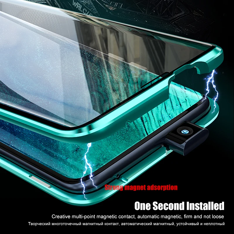 Магнитный металлический чехол для OnePlus 8 7 Pro двухсторонний из закаленного стекла