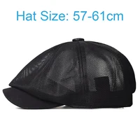 Summer Mesh Newsboy caps Breathable Casual Outdoor Retro Beret Hats Octagonal hat Fashion Solid Flat Caps 2