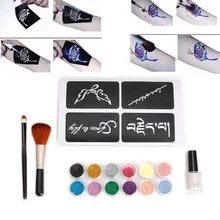 Прямая поставка и 12 цветов пудра для временных татуировок мерцающие блестящие татуировки набор боди-арт набор инструментов для рисования Новинка Nov.23