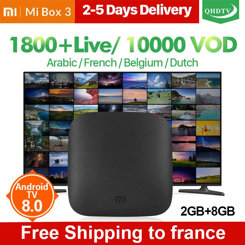 

IPTV France Arabic QHDTV Xiaomi MI Box 3 2G 8G Android Tv Box Google Cast Netflix Belgium Morocco French IPTV Netherlands IP TV