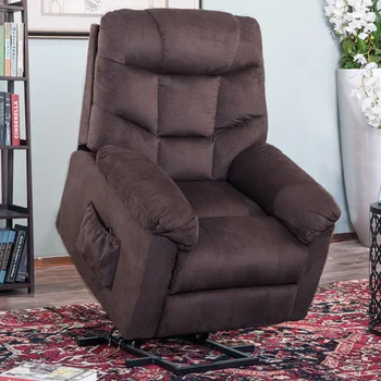

Power Lift Recliner Chair Upholstered Fabric with Remote Control for Living Room PU Leather Reclining/Lounge Chair(Dark Brown)