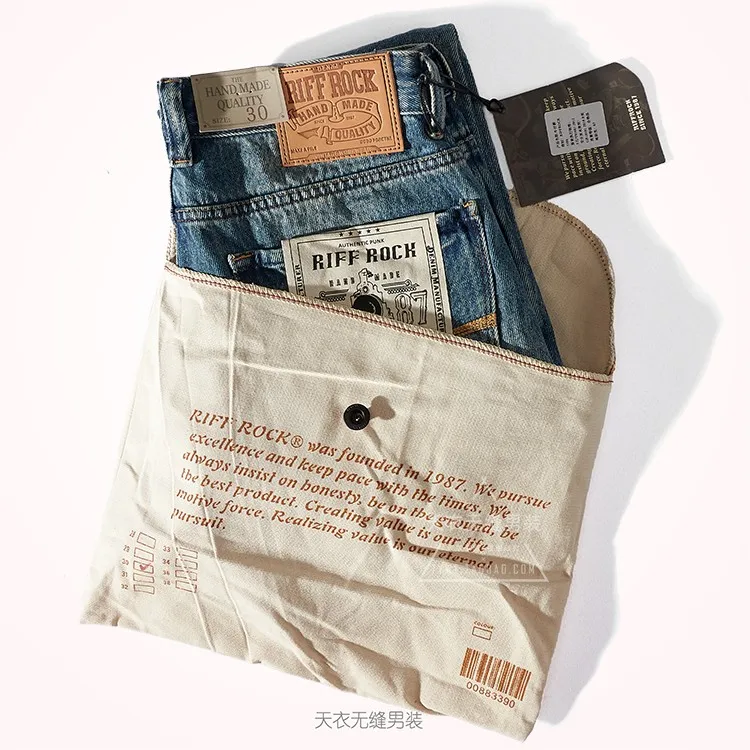 2021 Autumn and Winter American Retro Heavyweight Jeans Men's Fashion 100% Cotton 3D Stitching Washed Old Casual Straight Jeans 3