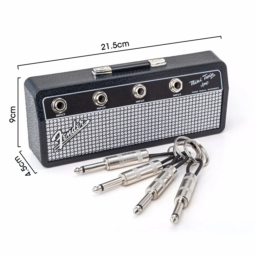 Guitar Amp Key Rack Wall Mounted Key Hanger with 4 Guitar Plug Keychains for Home Office Decor Key Holder