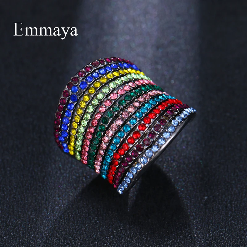 Emmaya, гениальный дизайн, Кристальный Радужный цвет, постепенное изменение, посеребренное, новейшее, Крутое кольцо для женщин, модное, эффектное