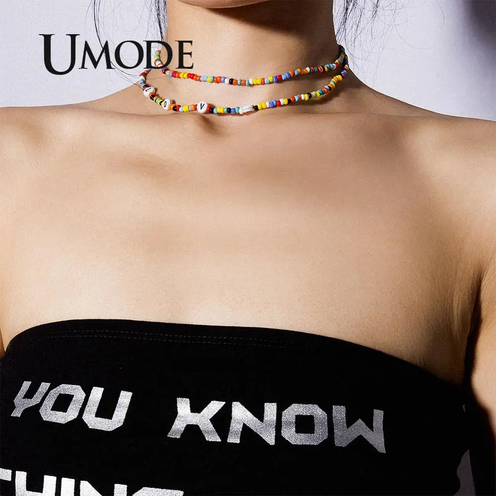 UMODE, 2 шт., женское ожерелье с надписью Love, Vsco, колье, лучший друг, разноцветные бусы, ожерелье s, модное ювелирное изделие, mujer PN0698