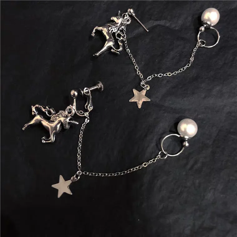 Punk Earring Mens Single Spike Stainless Steel Cross Stud Guys Jewelry Rock Hip Hop Grunge Dagger Ear Clip Unisex | Украшения и