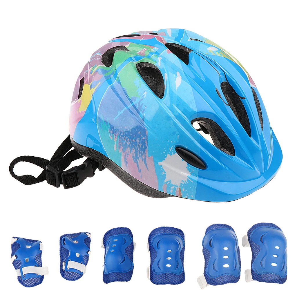 2 Set Kids Roller Skating Scooter Bike Safety Helmet Knee Wrist Elbow Pad Set for Riding Scooter Skateboarding Cycling