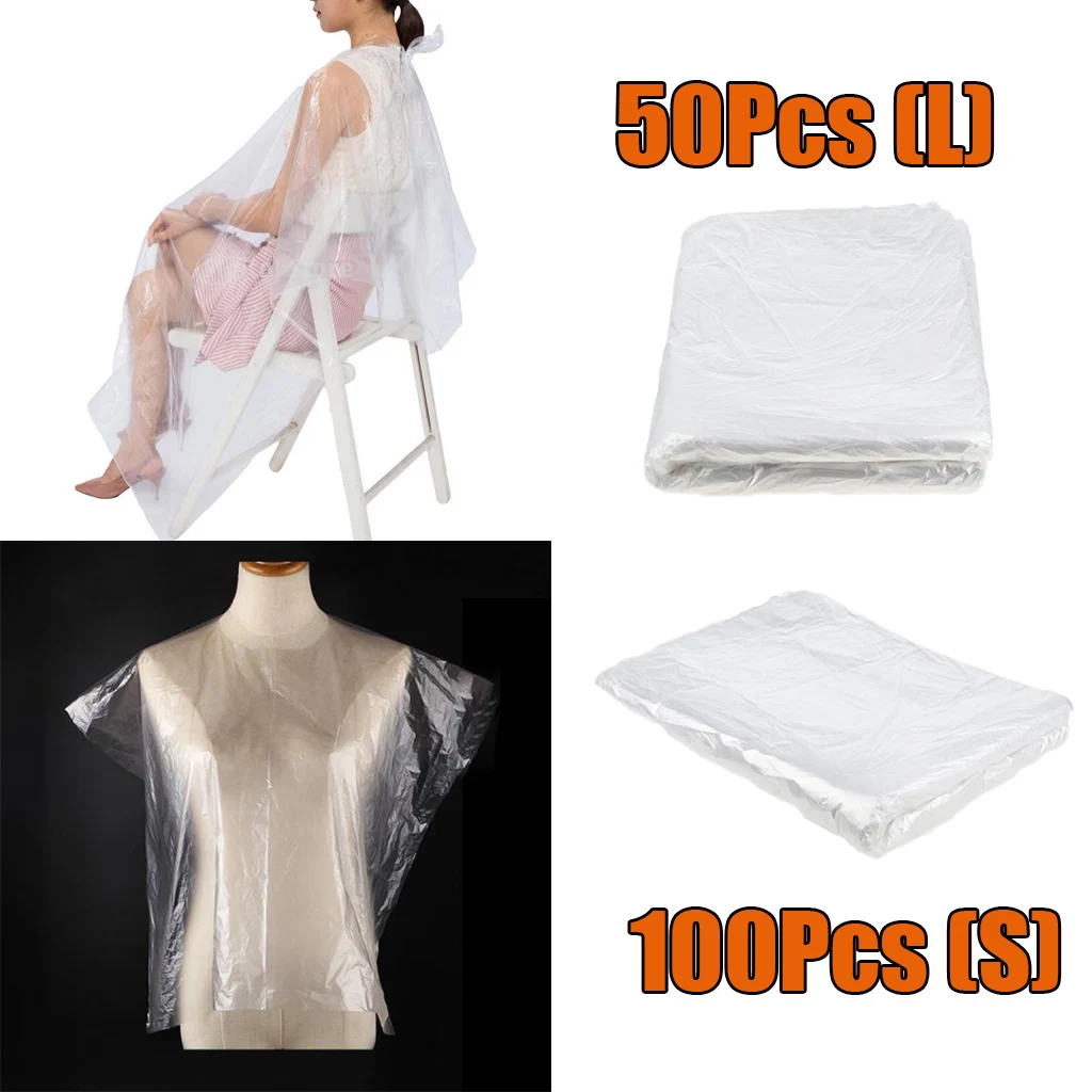 Set of 150 S&L Waterproof Clear Disposable Hair Cutting Capes Kit Salon Gown