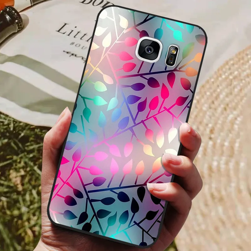 glass flip cover For Samsung Galaxy S7 Edge Silicone Case Cute Pattern Soft TPU Phone Cover For Samsung Galaxy S6 S7 S 7 Edge Back Cover Bumper phone carrying case Cases & Covers