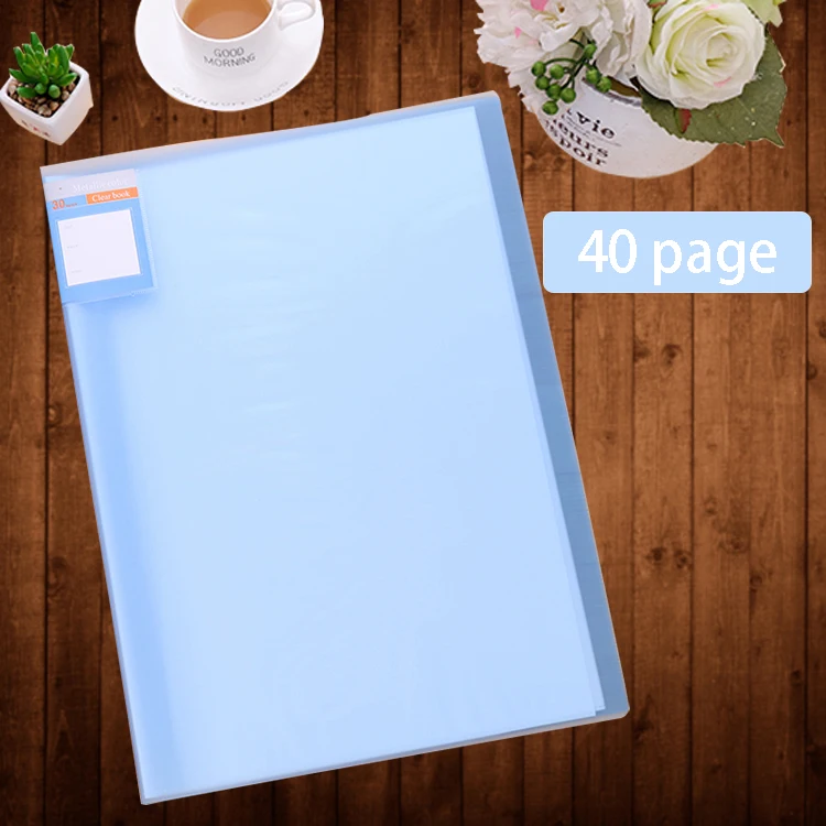 A3 Displaybook прозрачная книга информации 8K blueprint книга 8 открытая папка прозрачная Папка с файлами хранения 20 30 40 60 страниц - Цвет: A3-40page-blue