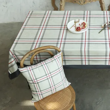

Hot Sale!! French Retro Style Plaid Printed 100%Polyester Rectangle Tablecloth