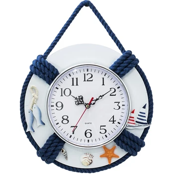 

Life ring clock beach sea nautical theme boat decoration wall hanging decoration factory mediterranean ocean handmade WF107