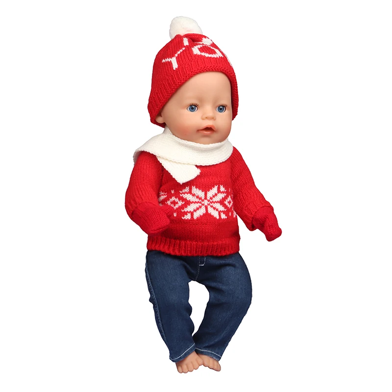 43 Cm Baby New Born Doll Clothes Wool Cute Santa Claus, Tree, Elk Christmas Clothes Suit For American 18 Inch Girl Doll Toy Gift