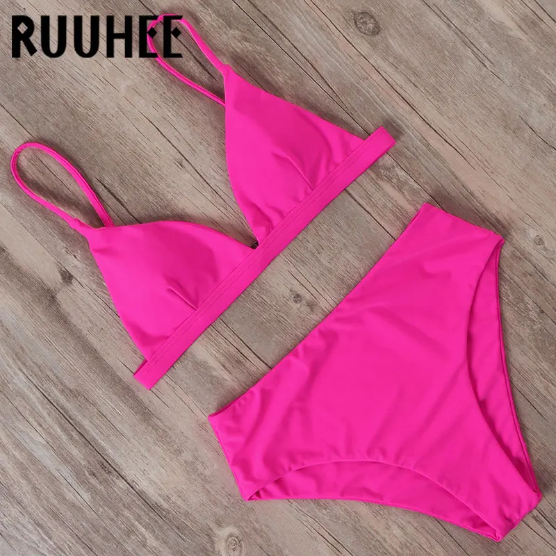 RUUHEE Neon, бикини с высокой талией,, женский купальник, пуш-ап, купальник, Бразильский бикини, купальник, летний купальник для женщин