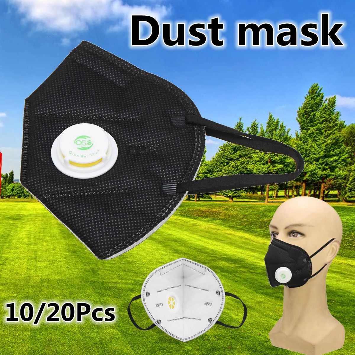

PM2.5 Dust Face Mask Mist Respirator Particulate Mask Breathing Mask Pollution Mask Filter Allergy Mask