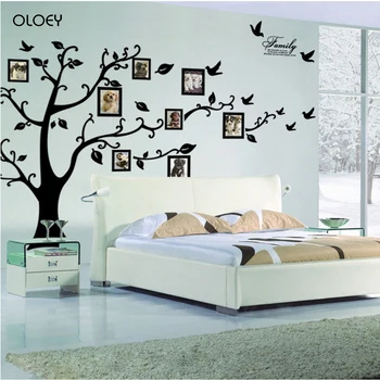 

1PC Two sizes and sizes are different Black 3D DIY Photo Tree PVC Wall Decals/Adhesive Family Wall Stickers Mural Art Home Decor
