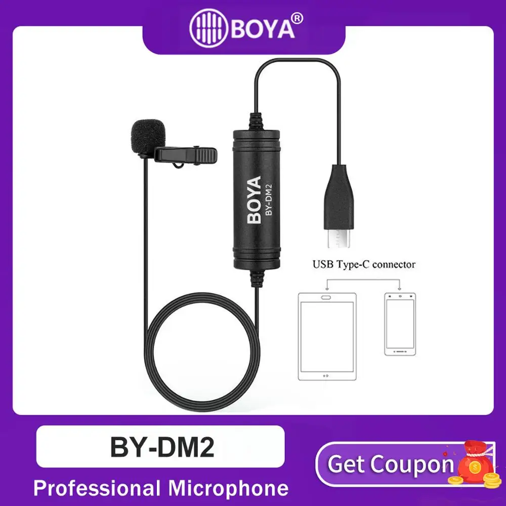 BOYA BY DM2 всенаправленный микрофон цифровой Lavalier клип на видео Запись с типом C для