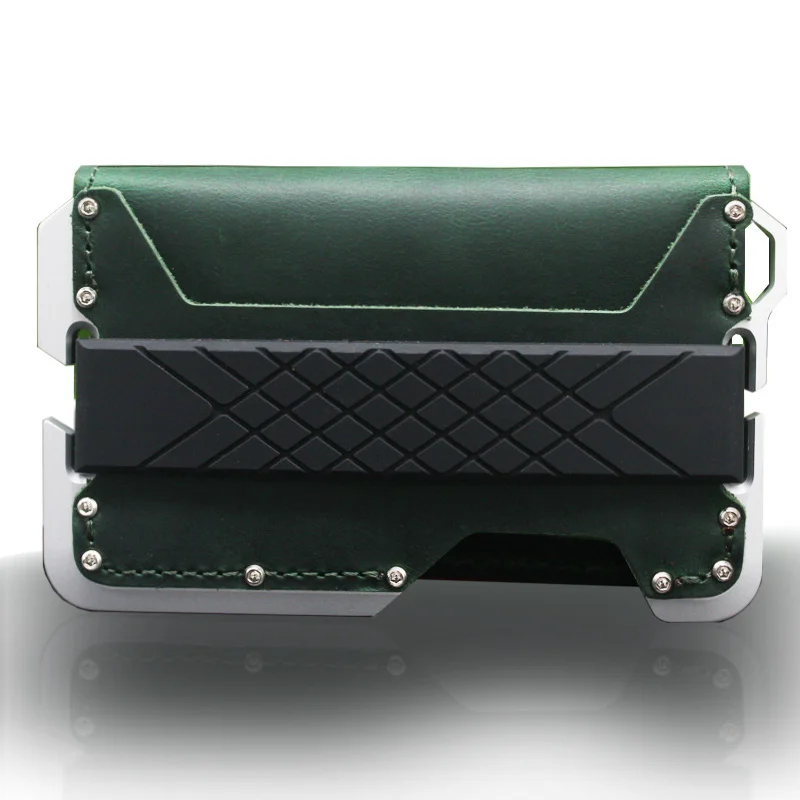 Винтажный многофункциональный кошелек из натуральной кожи RFID алюминиевый
