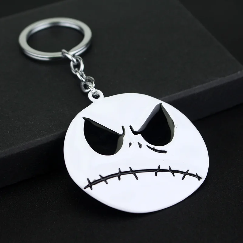 

Famous Anime Keychain Nightmare Before Christmas White Pumpkin King Pendant Key Chain Keyring Boyfriend Gift 2019 New