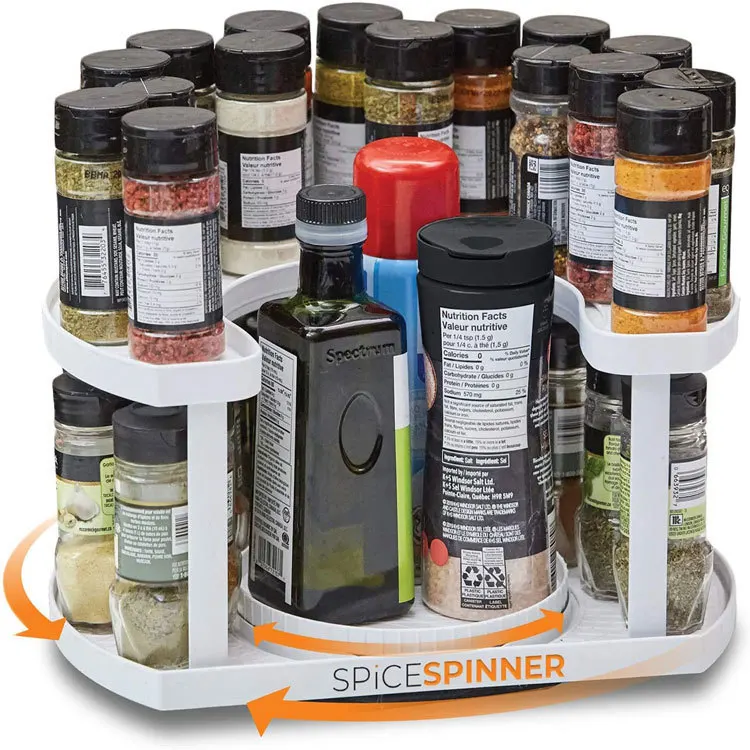 Twotiered Spice Organizer & Holder That Saves Space With Dual Spin