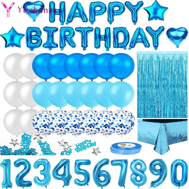 Comprar Globos de feliz cumpleaños para niños, decoración de cumpleaños de  1, 2 y 3 años, globos de aluminio con números rosas y azules, fiesta de  Baby Shower para niño y niña