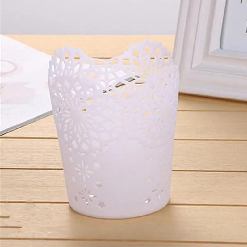 Home Desk accessories Creative Multifunctional Hollow Flower Pen Pot Makeup Brush Holder Desktop Rubbish Storage Basket