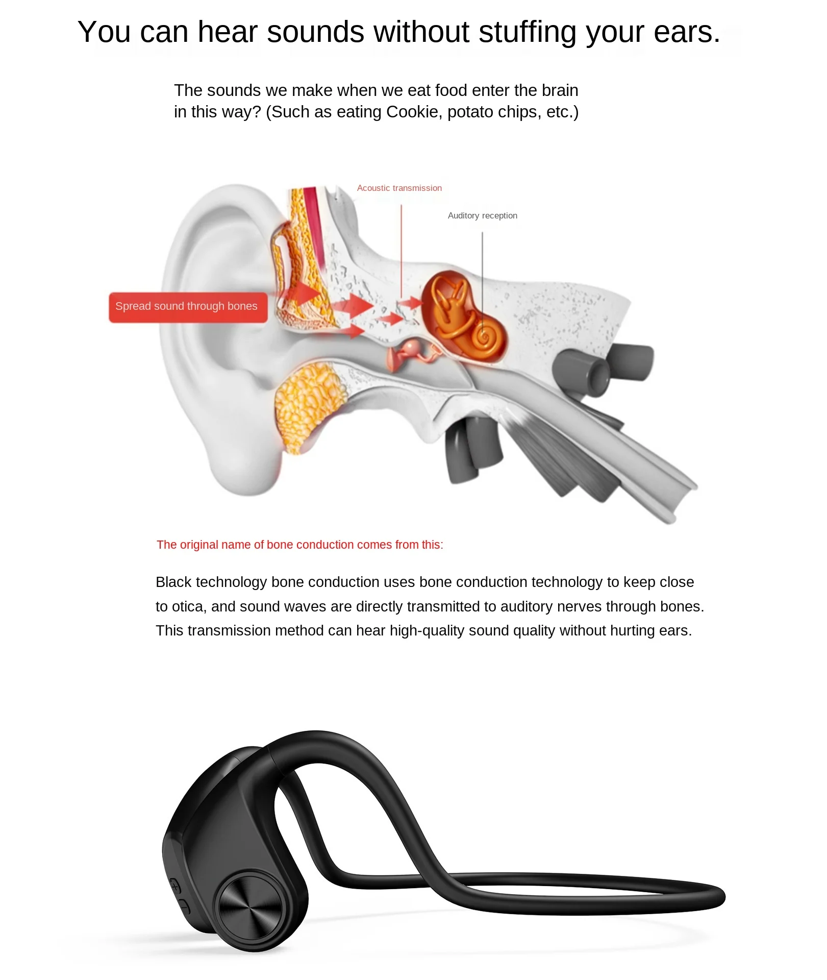Free shipping Bone conduction Bluetooth headset 5 0 Wireless in ear Not ears movement Waterproof and sweatproof headphones