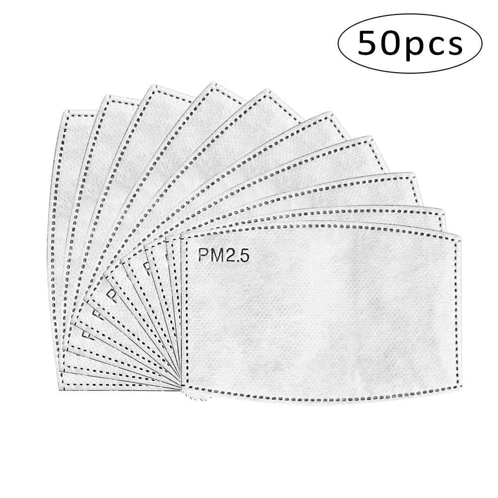 

50Pcs PM2.5 5 Layers Anti Haze Mouth Mask Replacement Filter-slice Non-woven Child Kids Adult Activated Carbon Filter