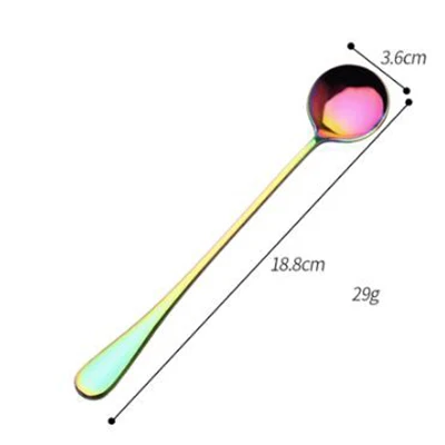 18.8x3.6cm-colorful Нержавеющая сталь круглая ложка с длинной ручкой для супа с Чай k Чай йогуртное мороженое для дома, отеля, Ресторан - Цвет: 18.8x3.6cm-colorful