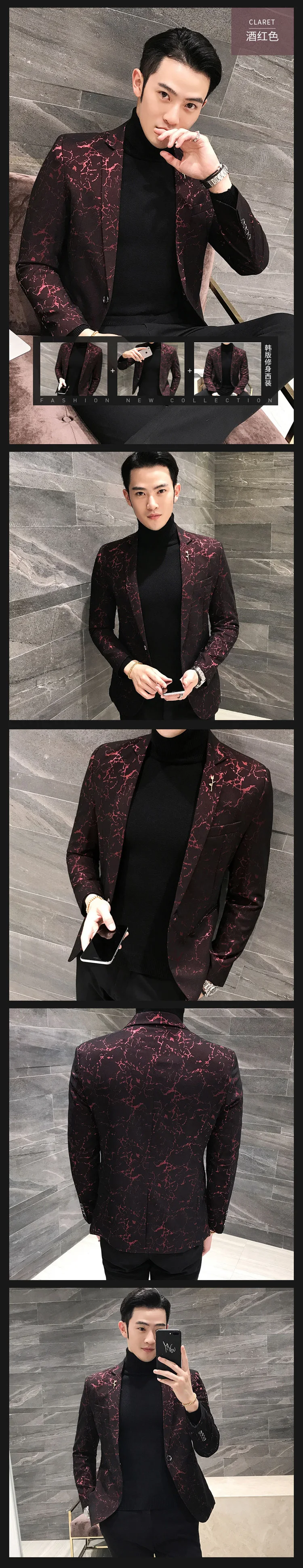 Мужской блейзер с цветами вечерние платья наряд Pantalon тренд Blaser Masculino Тонкий Bleiser Masculino весенний Повседневный приталенный цветочный костюм