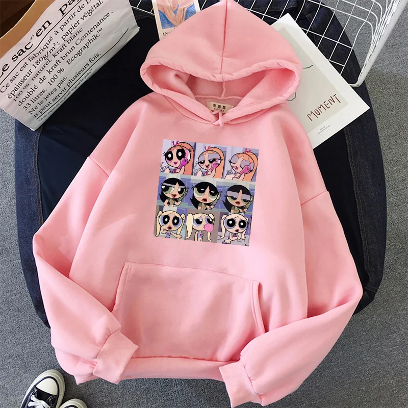 Sudaderas Powerpuff de mariposa para Hombre y niña, Tops divertidos de moda, Sudadera con capucha de dibujos animados, jersey de talla grande