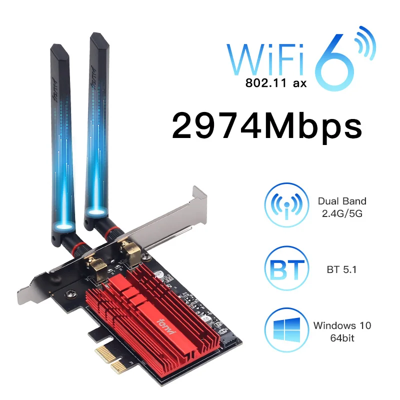 FV-AX3000 Dual Band 2.4Gbps WiFi 6 AX200 Gigabit Network Card Pcie Wifi ...