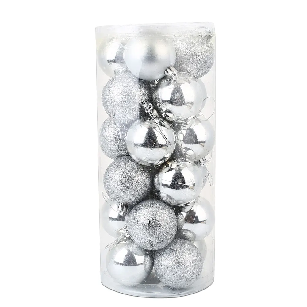 silver color 6 см 24 шт./кор. Рождественский декоративный шар Рынок Рождественский декорирование деревьев 6 цветов - Цвет: silver color