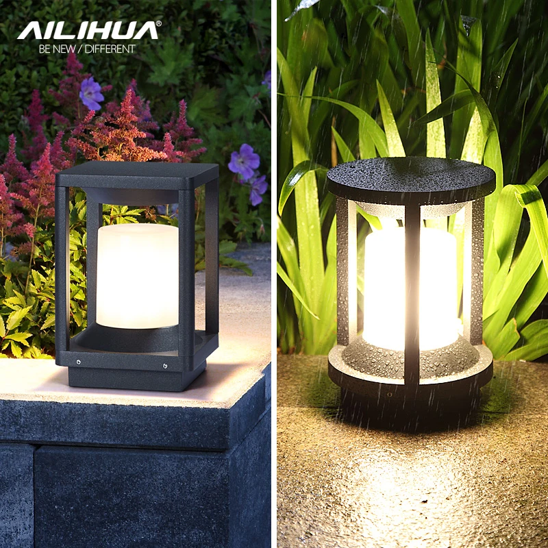 Waterproof column head lamp connected to power courtyard wall lamp park lawn lamp modern LED outdoor column wall head lamp 59 inch smart corner standing lamp rgb color changing floor light supported bt connected music synic memory function controller control