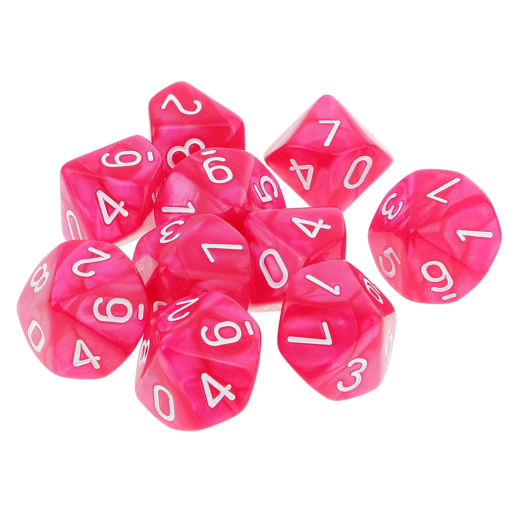 10PCS D10 Polyhedral Dice 10 Sided Dice for  Table Game