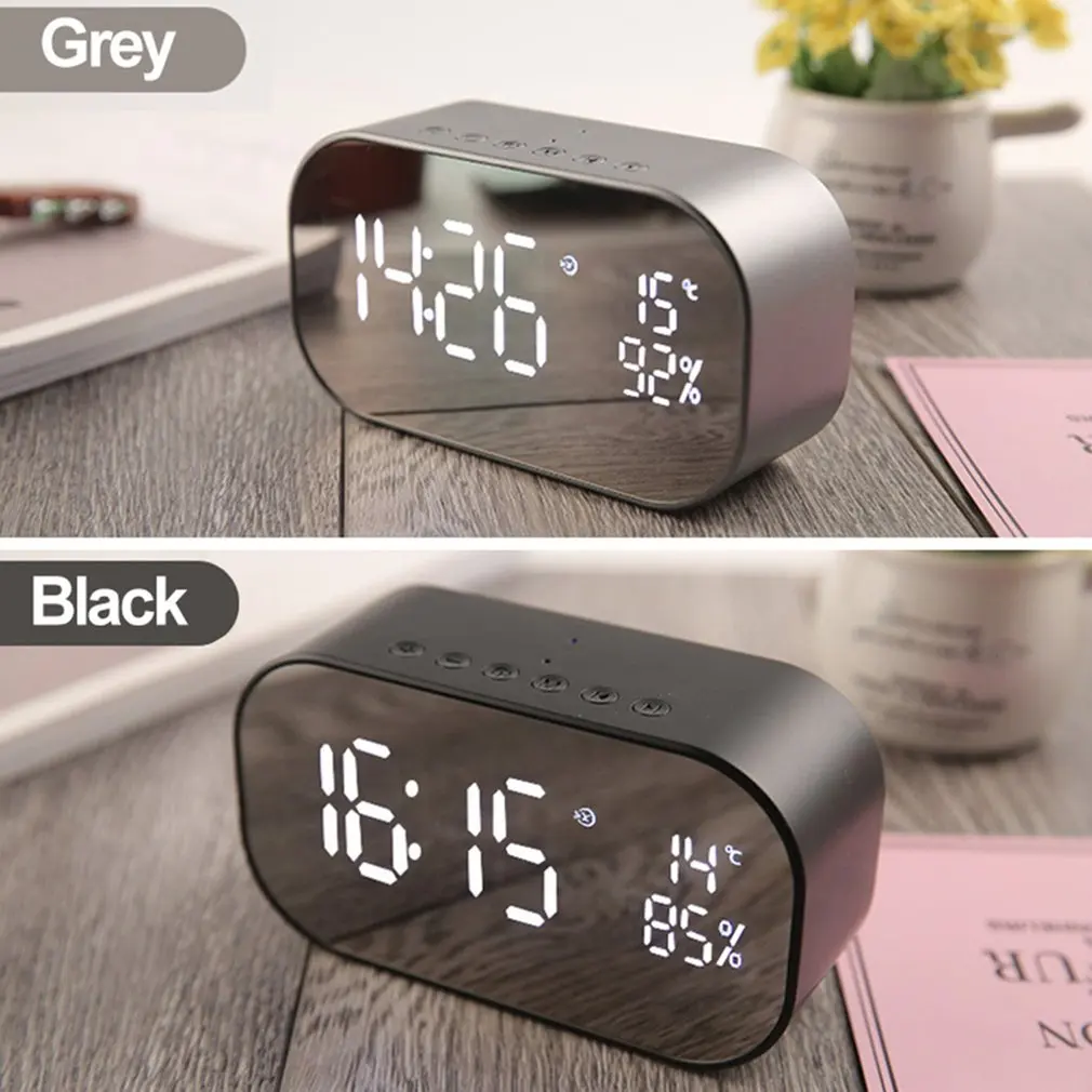 Mini Bluetooth Speaker Wireless Stereo Aluminum Parlante Portable LCD FM Radio Alarm clock TF Line in Outdoor Speakers