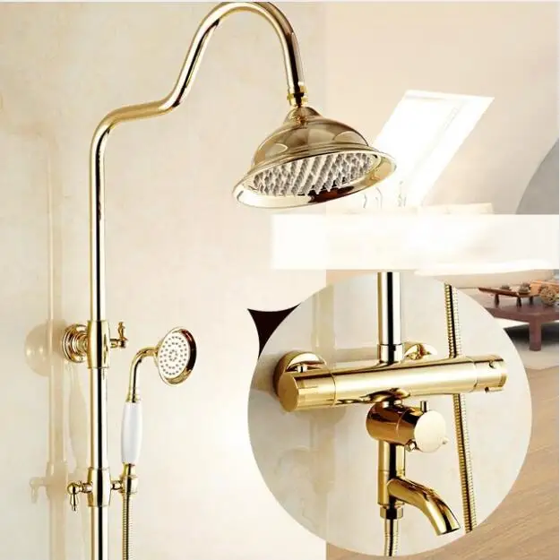 Vidric Douche Kraan Thermostatische Douchekraan Set Goud Badkamer