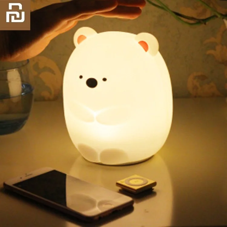 Youpin Bear LED Night Light Touch Sensor Remote Control USB 7 Color Change Silicone Lamp for Children Kids Baby afbeelding