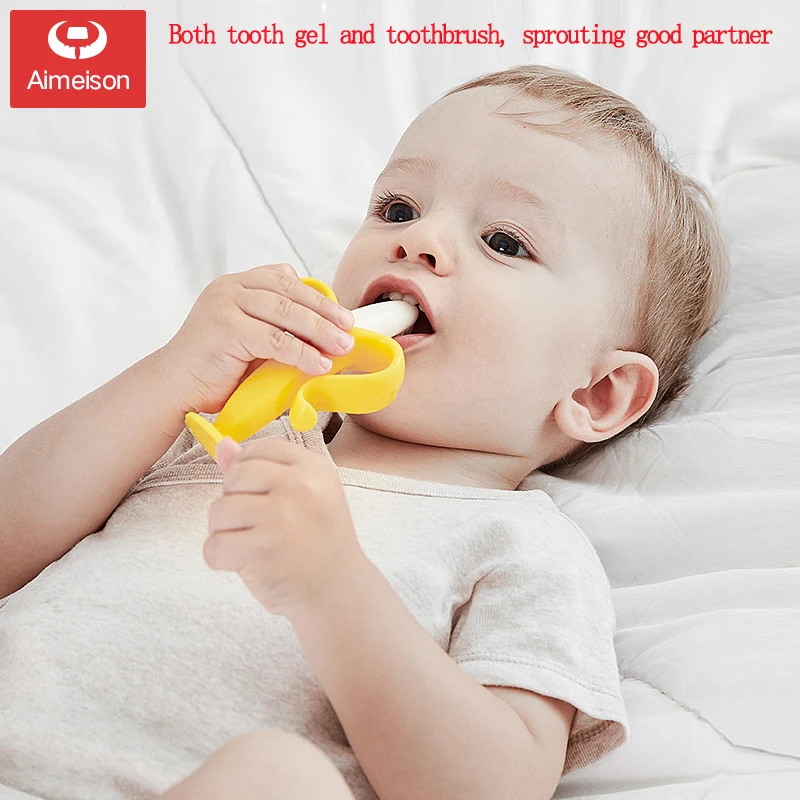 Aimeison детская молярная палочка Прорезыватель в форме банана детская силиконовая игрушечная зубная щетка может быть вареная Нетоксичная