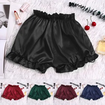 

Sexy Shorts Tracksuit Hollow Satin Lace Women Shorts Casual Summer High Waist Short Feminino Shorts Solid Black #p3