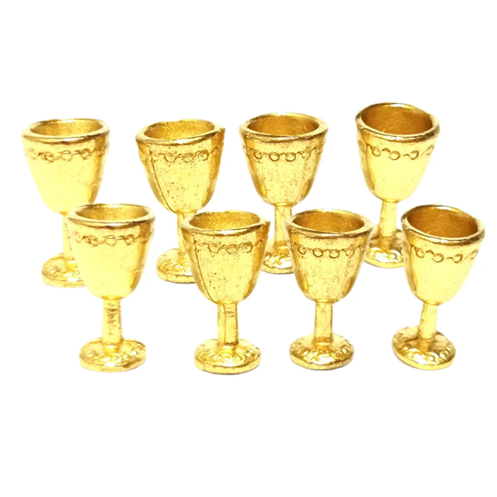 1:12 Scale Dollhouse Accessories,8pcs Miniature Goblet Wine Glasses Champagne Cups Model, Dollhouse Decorations Kit