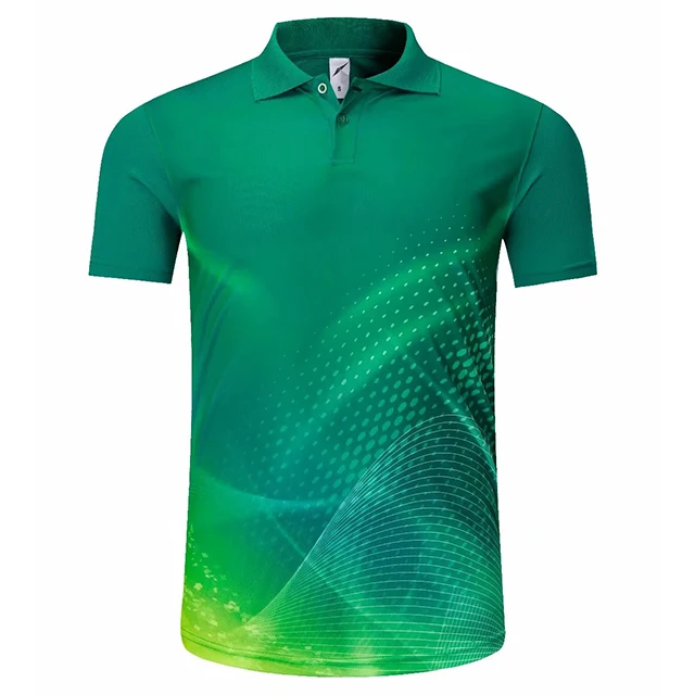 New Men Tennis shirts Breathable Badminton Shirt Women Men Table Tennis Team Pol o T Shirts Men tenis de hombre de mujer - Color: green